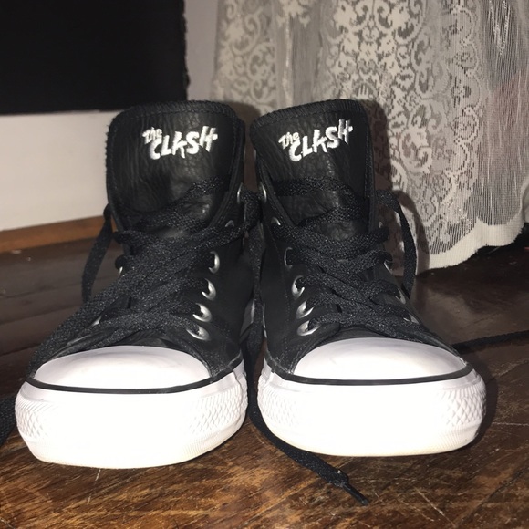 Ltd Edition Leather “The Clash” Converse All Stars - Picture 5 of 6